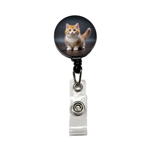Munchkin Cat Photo Retractable Reel ID Badge Key Card Name Tag Holder with Clip