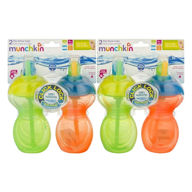 Munchkin ClickLock Straw Sippy Cup 4 pack