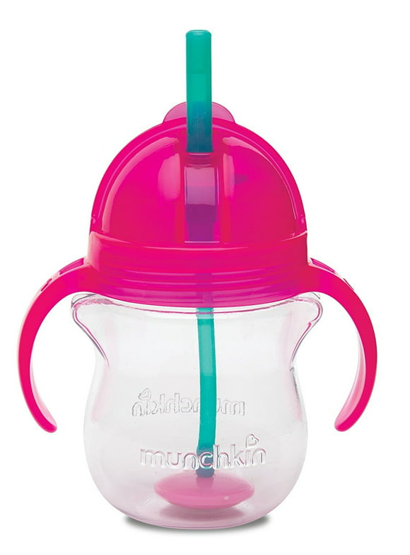 Munchkin Click Lock Weighted Flexi Straw Trainer Cup, Pink, 7 Ounce