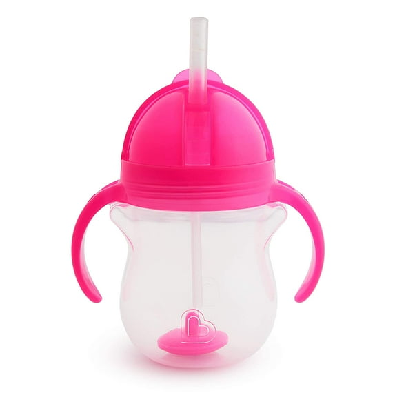 Munchkin Click Lock Weighted Flexi Straw Trainer Cup, Pink, 7 Ounce