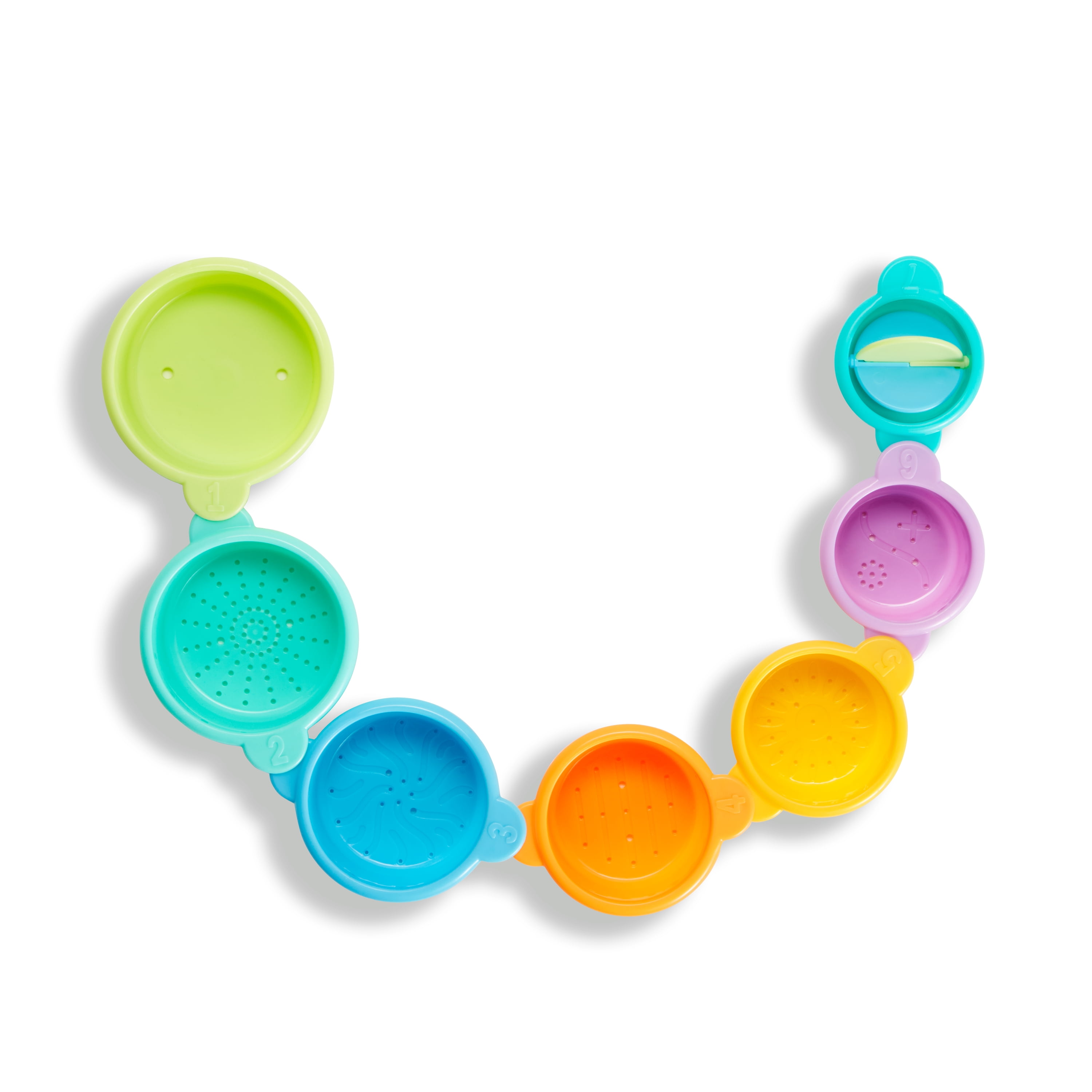 Munchkin Connect-a-Cup Toddler Stacking and Straining Cups Bath Toy, 7 Piece Set, Unisex