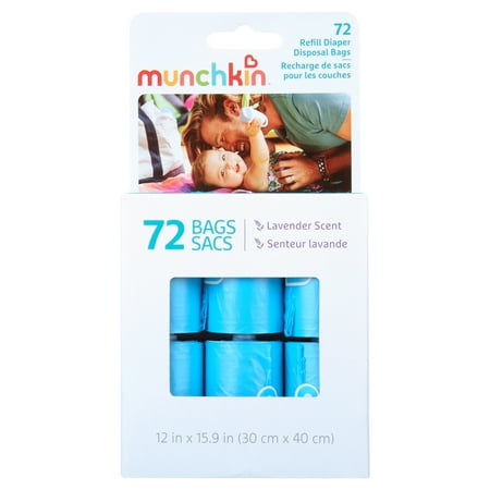 Munchkin® Disposable Infant Diaper Bag Refills, Blue, 6 Pack, 72 Bags