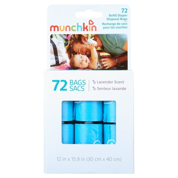 Munchkin® Disposable Infant Diaper Bag Refills, Blue, 6 Pack, 72 Bags