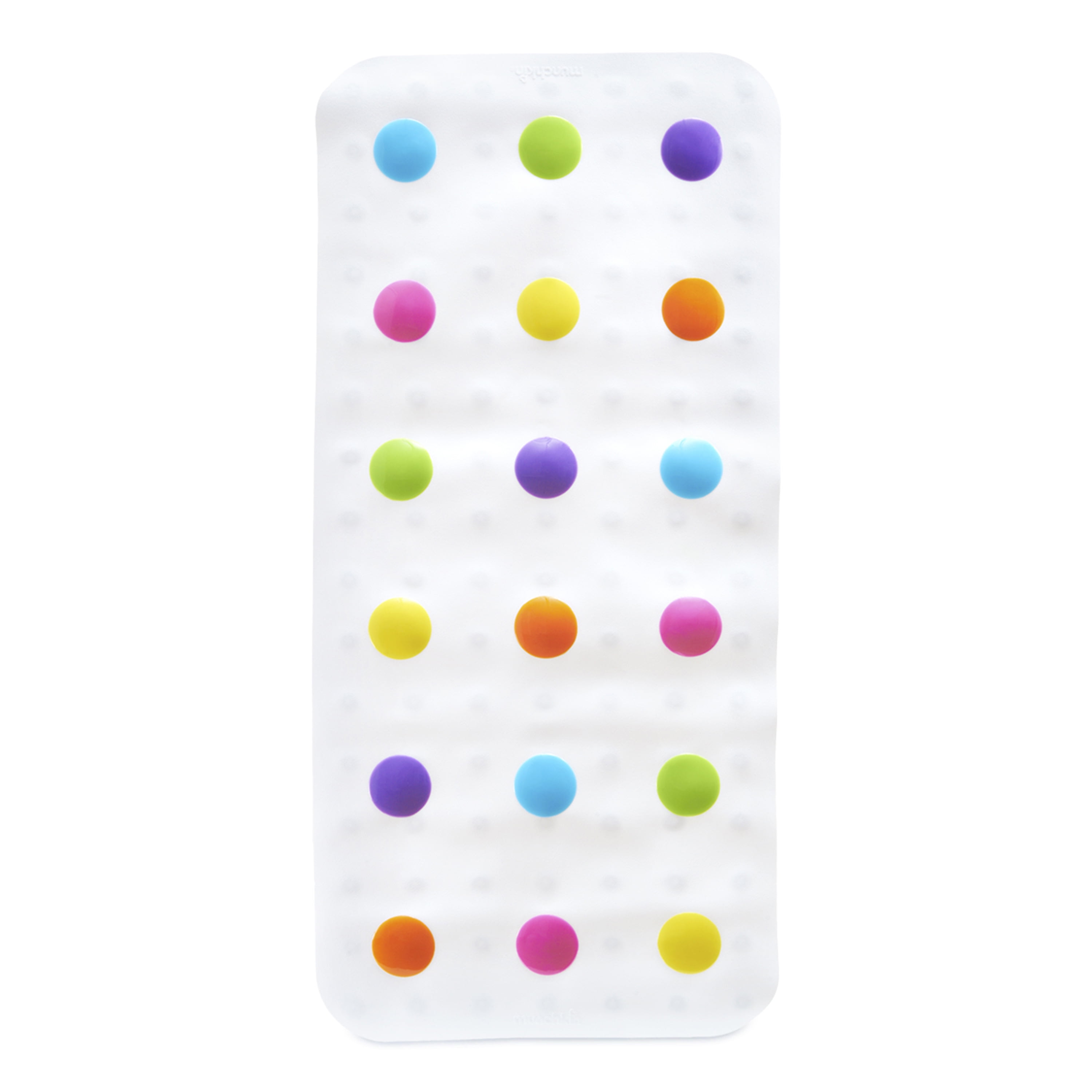 Multicolor Non-Slip Bath Mat for Kids with Dots, 30.5 x 14.25 Inch