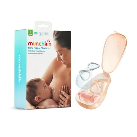 Munchkin® Flow Nipple Shield+ Starter Kit with See-Thru Channel to Watch Milk Flow when Breastfeeding, 24mm