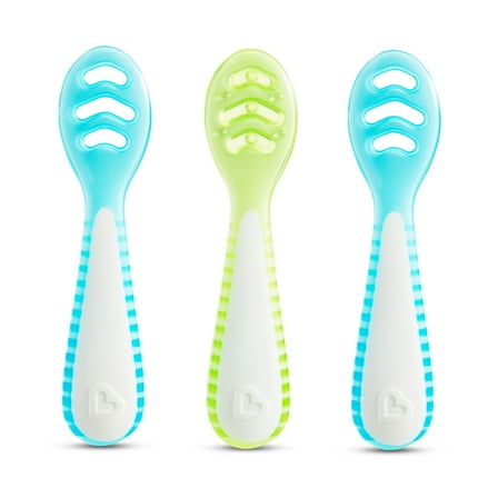 Munchkin® Gentle Dip™ Multistage First Infant Spoons, Blue/Green, Unisex, 3 Pack