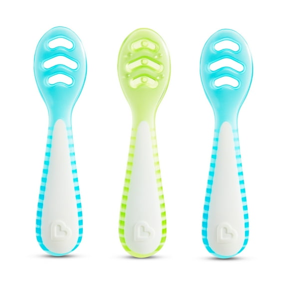 Munchkin® Gentle Dip™ Multistage First Infant Spoons, Blue/Green, Unisex, 3 Pack