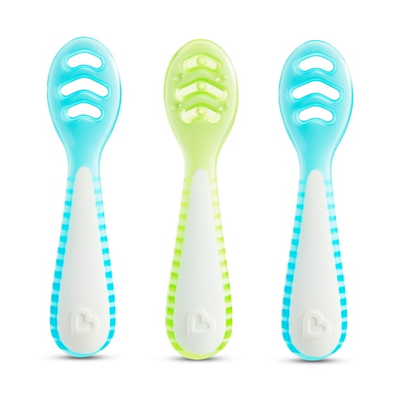 Munchkin® Gentle Dip™ Multistage First Infant Spoons, Blue/Green, Unisex, 3 Pack