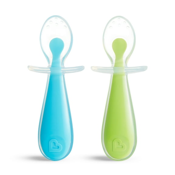 Munchkin® Gentle Scoop™ Silicone Training Spoons, Blue/Green, 2 Pack, Unisex