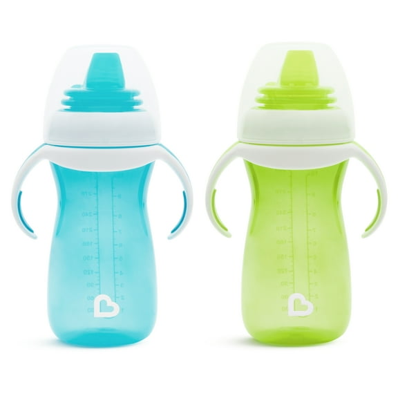 Munchkin® Gentle™ Transition Sippy Cup with Trainer Handles, 10 oz, Blue/Green, Unisex, 2 Pack