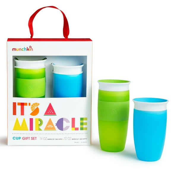 Munchkin® It's a Miracle®! Gift Set, Includes 10 oz & 14 oz Miracle® 360° Cups, Blue/Green, Unisex