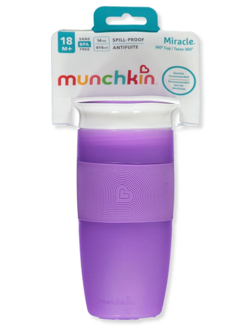 Munchkin Miracle 360 Sippy Cup, Pink/Purple, 10 Oz, 2 Count –
