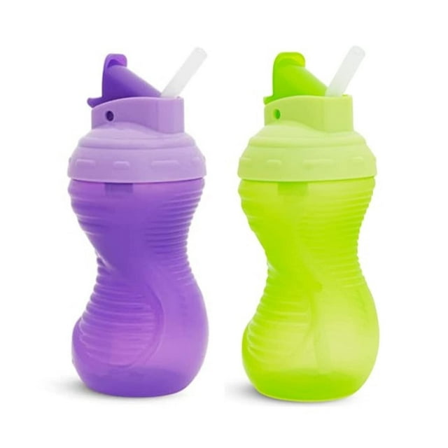 Munchkin Mighty Grip Flip Straw Cups 2-Pack, 10- Ounce Colors Vary