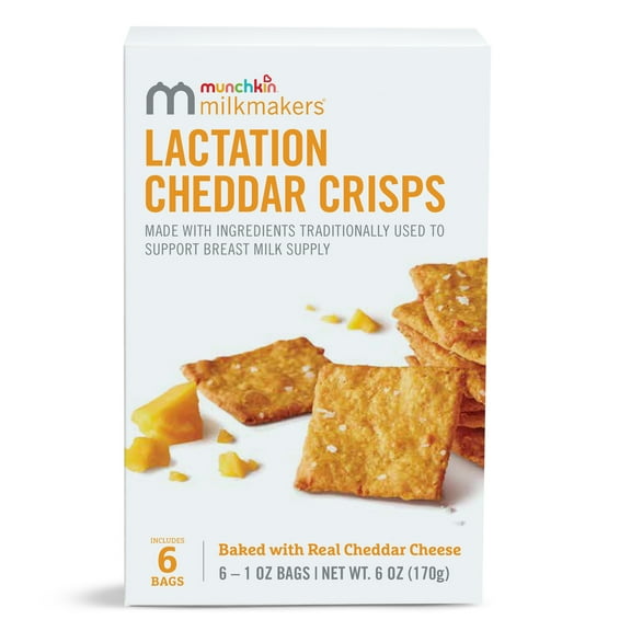 Munchkin® Milkmakers® Lactation Cheddar Crisps for Breastfeeding Moms, Fenugreek-Free, 6 Count