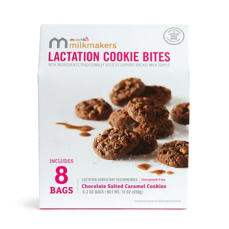 Munchkin® Milkmakers® Lactation Cookie Bites, Chocolate Salted Caramel, Fenugreek Free, 8 Count