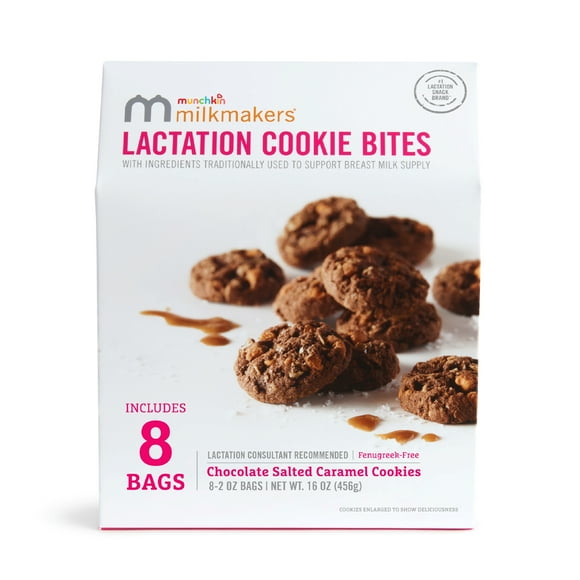 Munchkin® Milkmakers® Lactation Cookie Bites, Chocolate Salted Caramel, Fenugreek Free, 8 Count