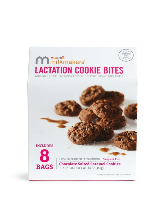 Munchkin® Milkmakers® Lactation Cookie Bites, Chocolate Salted Caramel, Fenugreek Free, 8 Count