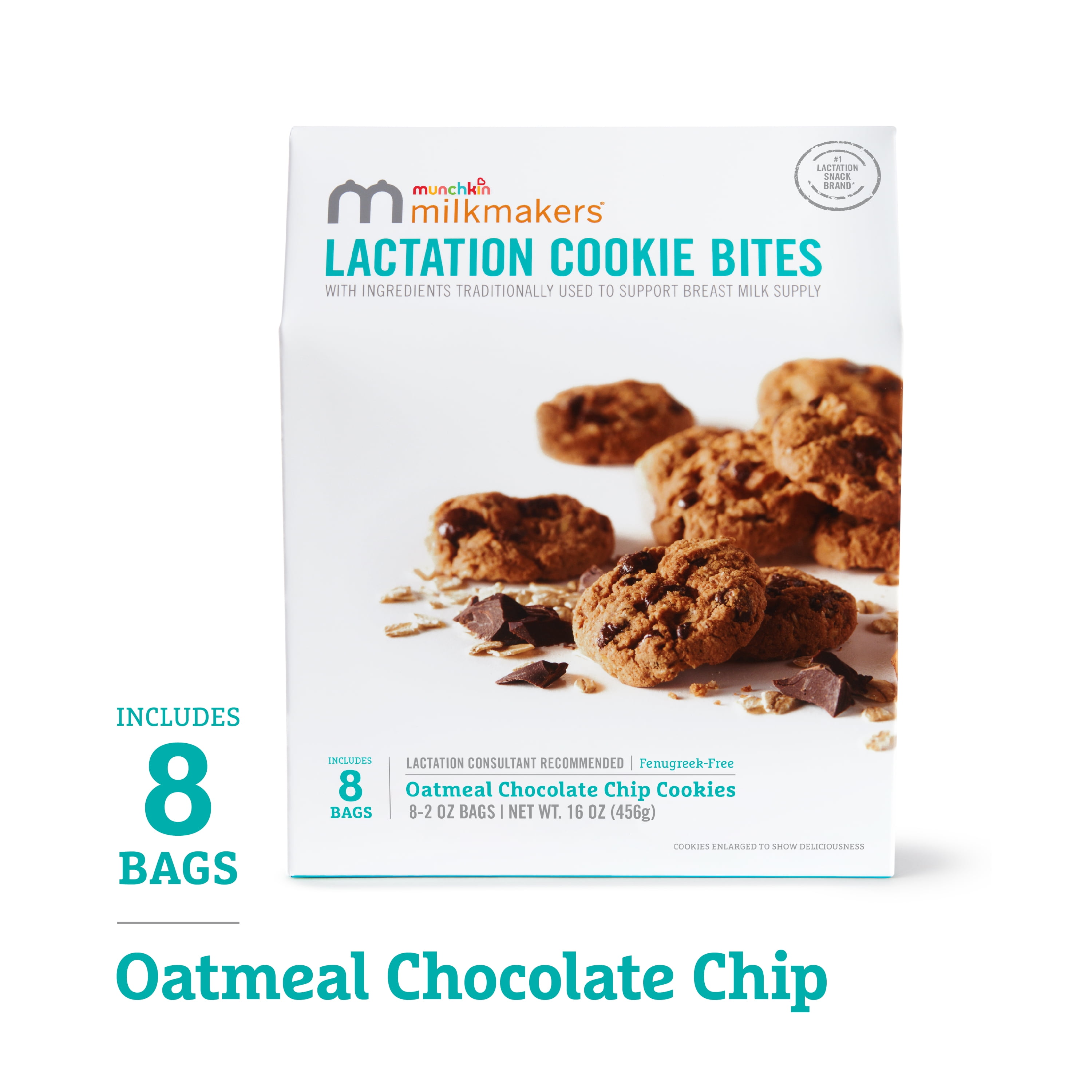 Munchkin Milkmakers Munchkin Milkmakers Lactation Cookie Bites, Oatmeal Chocolate Chip, 8 Count