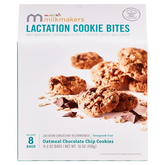 Munchkin® Milkmakers® Lactation Cookie Bites, Oatmeal Chocolate Chip, Fenugreek Free, 8 Count