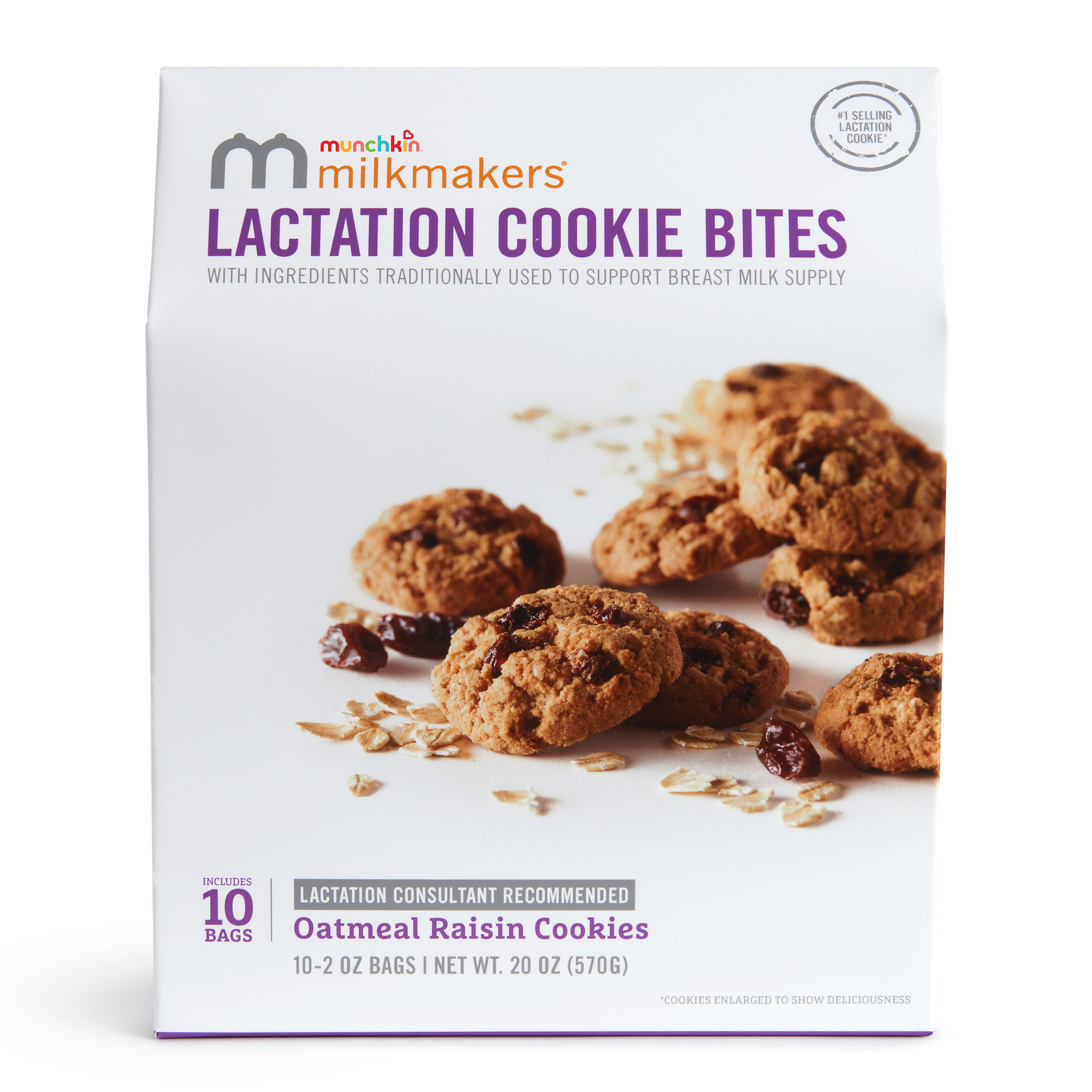 Munchkin® Milkmakers® Lactation Cookie Bites, Oatmeal Raisin, Contains