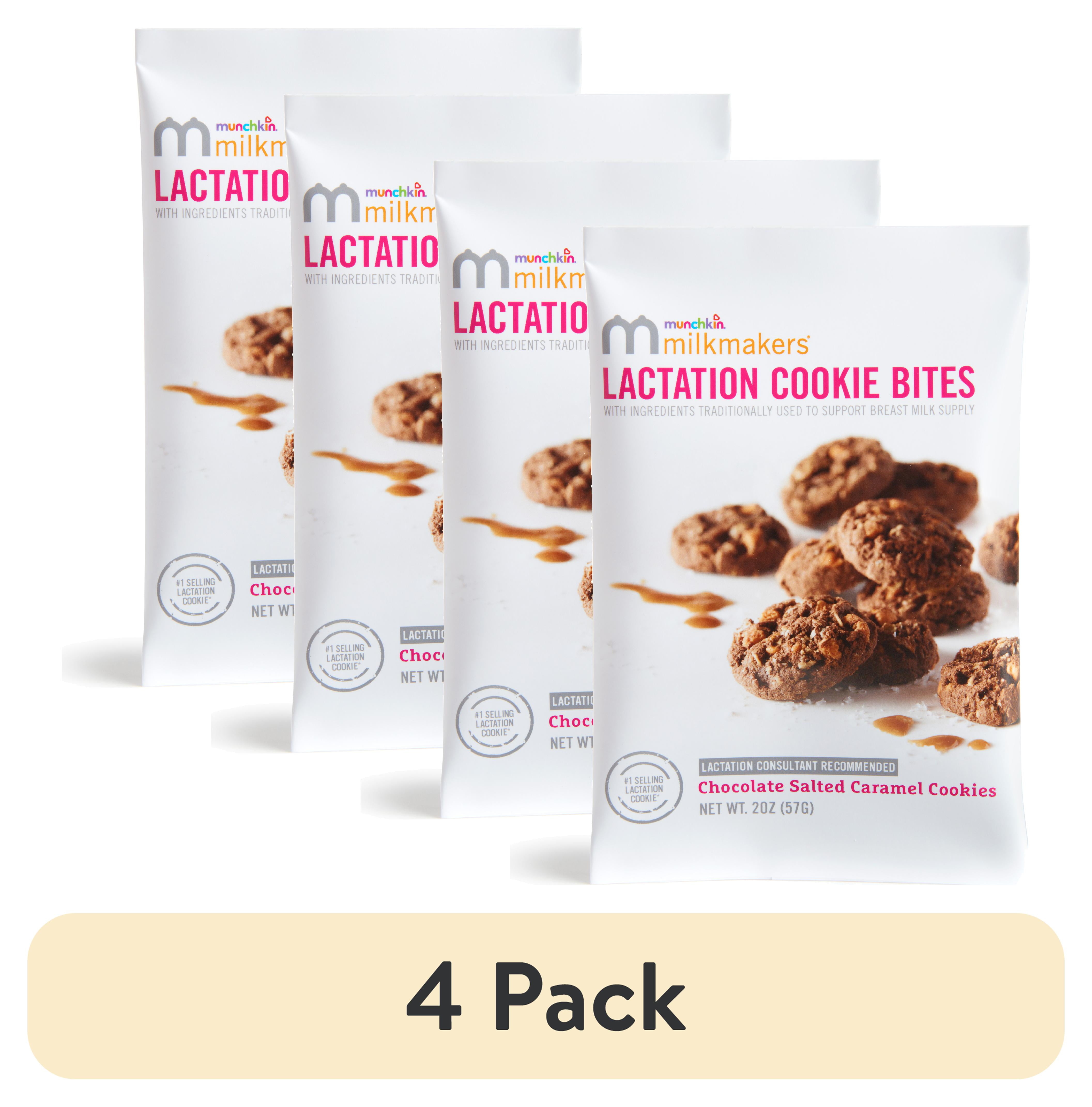 (4 pack) Munchkin® Milkmakers® Lactation Cookie Bites, FenugreekFree, Chocolate Salted Caramel