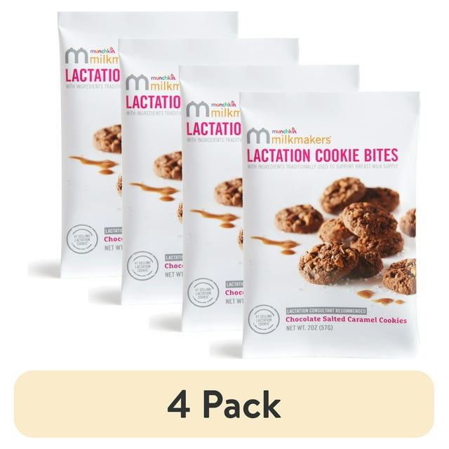 (4 pack) Munchkin® Milkmakers® Lactation Cookie Bites, FenugreekFree, Chocolate Salted Caramel
