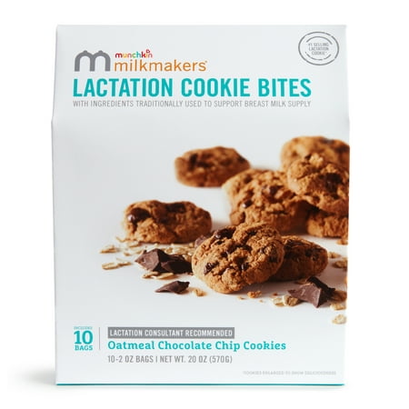 Munchkin Milkmakers Oatmeal Chocolate Chip Lactation Cookie Bites, 10 Count