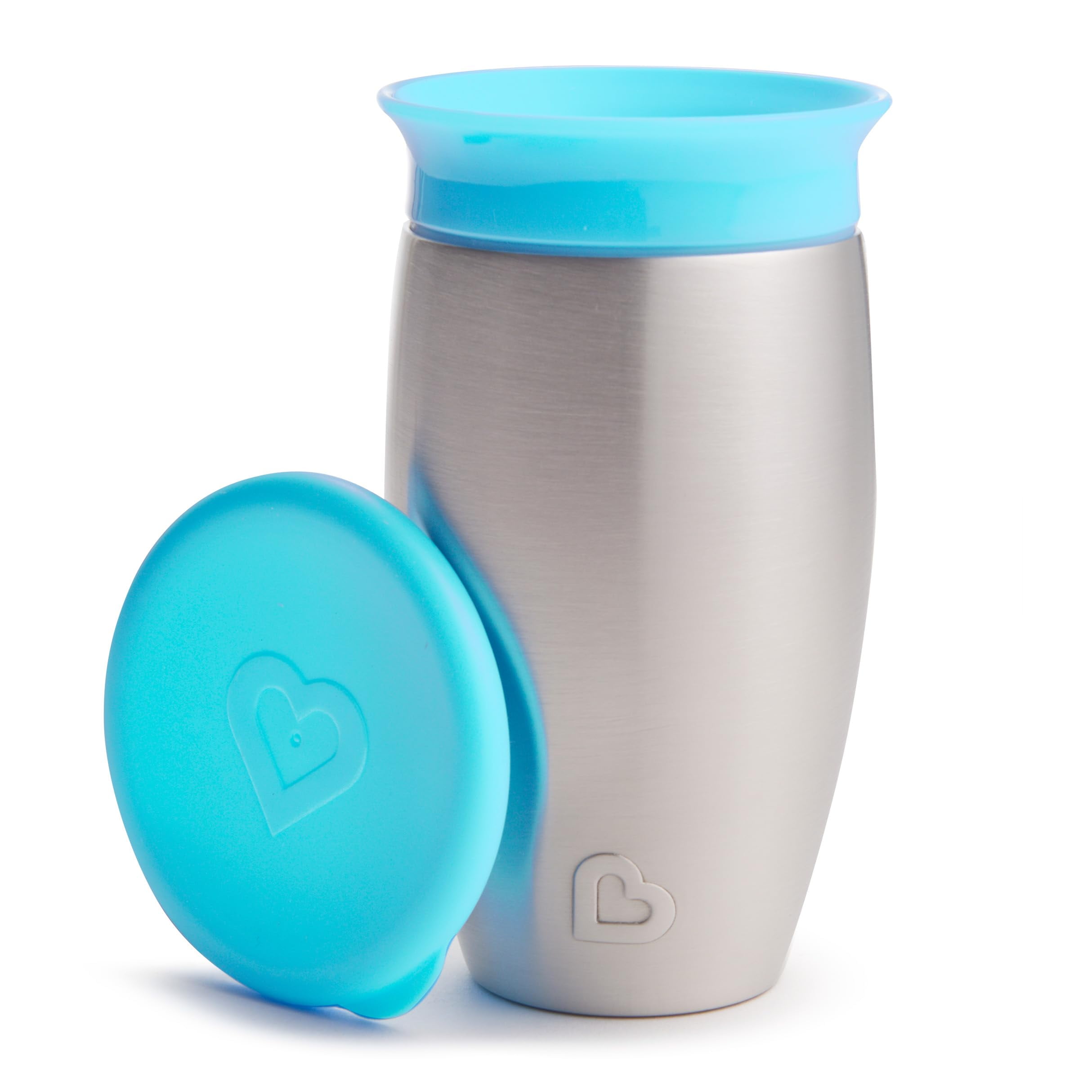 MunchkinÂ® MiracleÂ® 360 Toddler Sippy Cup with Lid, Spill Proof, 10 Ounce, Stainless Steel, Blue C27
