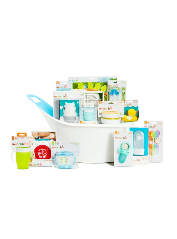 Munchkin® My Munchkin Gift Basket, Great for Baby Showers, Includes 15 Baby Products, Neutral, Unisex