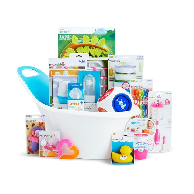 Munchkin My Munchkin Gift Basket, Great for Baby Showers, Includes 15 Baby Products, Pink