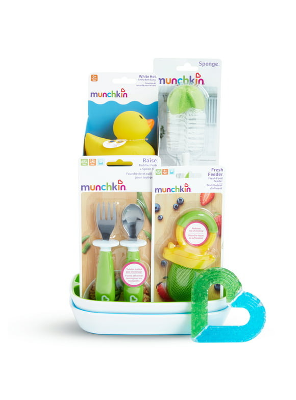 Munchkin New Beginnings Gift Basket, Great for Baby Showers, Includes 6 Baby Products, Neutral