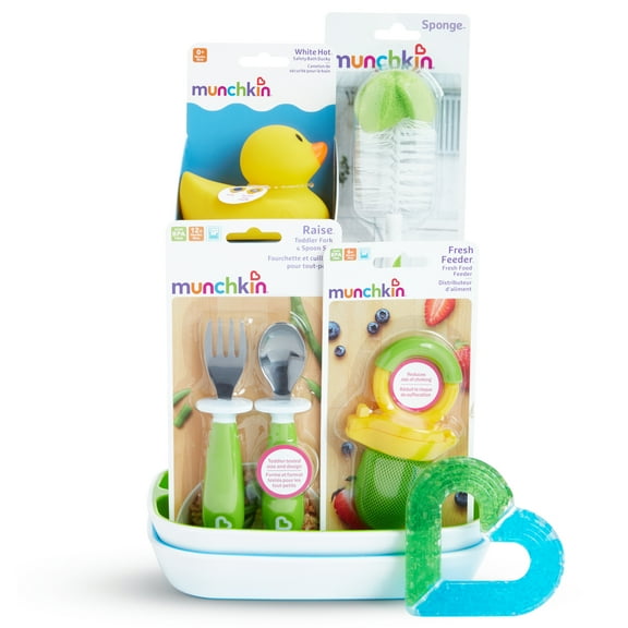 Munchkin® New Beginnings Gift Basket, Great for Baby Showers, Includes 7 Baby Products, Neutral, Unisex