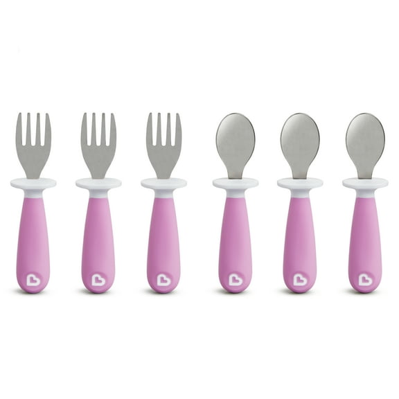 Munchkin® Raise™ Toddler Fork & Spoon Set, Purple, Unisex, 6 Pack