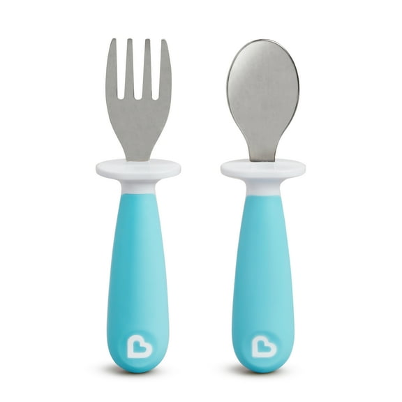 Munchkin® Raise™ Toddler Fork & Spoon Utensil Set, Blue