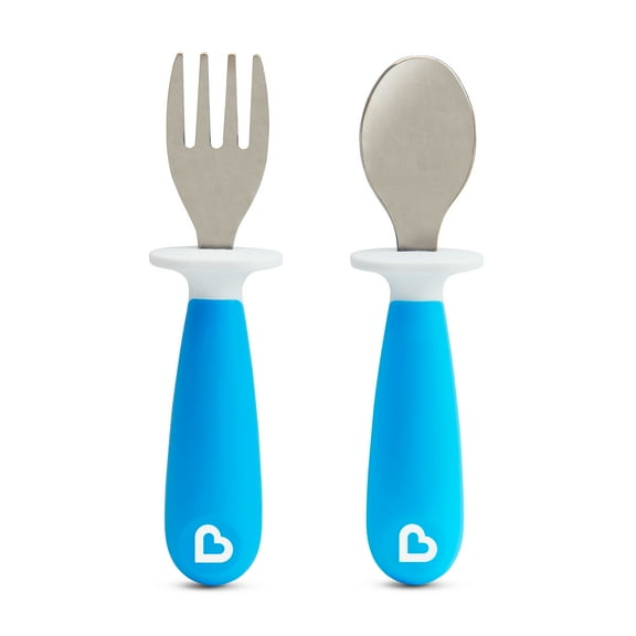 Munchkin Raise Toddler Fork & Spoon Utensil Set, Blue
