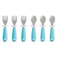 thumbnail image 1 of MunchkinÂ® Raiseâ„¢ Toddler Plastic Fork and Spoon Utensil Set, 6 Pack, Blue, 1 of 3