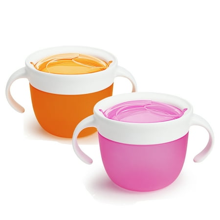 Munchkin® Snack Catcher, Holds up to 9 Ounces, 2 Pack, Pink/Orange, Unisex