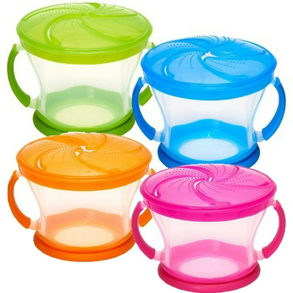 Munchkin Spill-Proof Toddler Snack Container W/ Domed Lid, Colors May Vary, 9 oz, 4 Pack