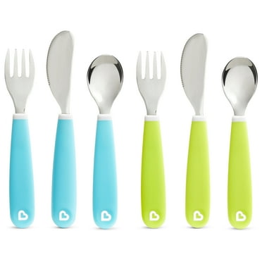 Munchkin® Splash™ Toddler Fork, Knife and Spoon Utensil Set, 6 Pack, Blue/Green, Unisex