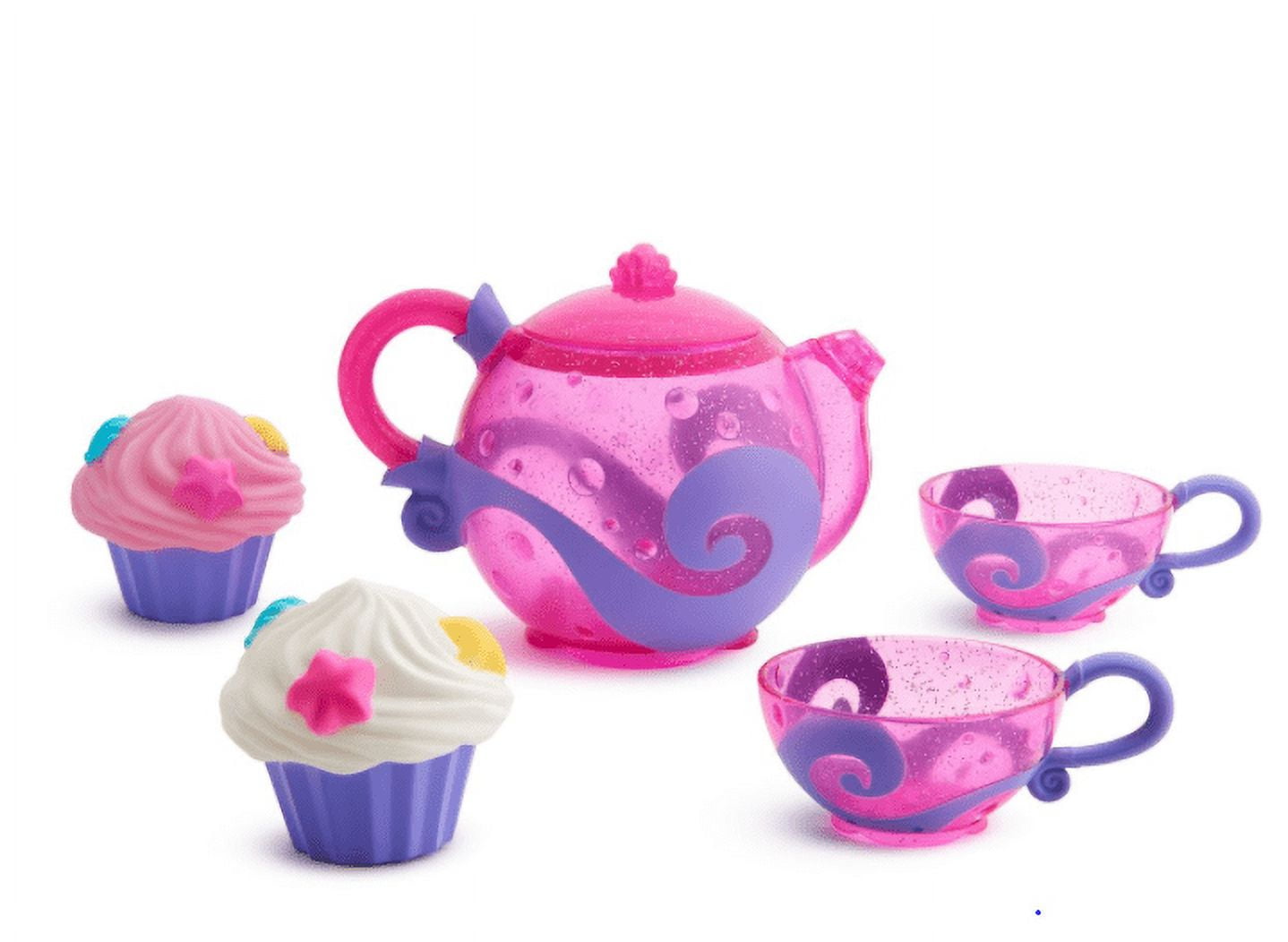 Munchkin Toddler Bath Tea and Cupcake Set, Pink, 5 Piece Set, Unisex