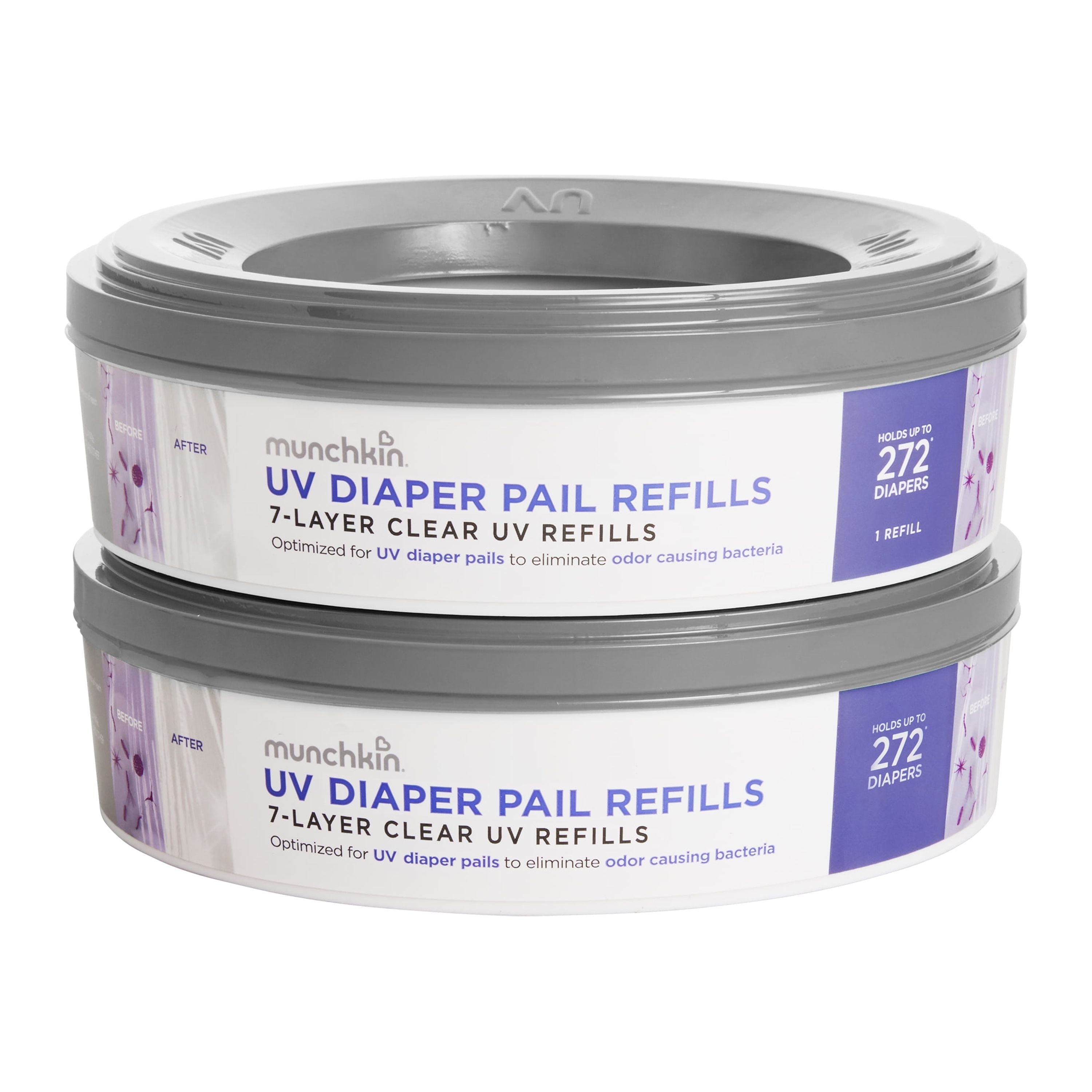 Munchkin® UV Diaper Pail Refill Rings, Holds Up To 544 Diapers, 2 Pack