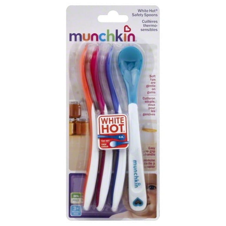 Munchkin Baby's First Soft Tip Infant Safety Spoons, White Hot, 4