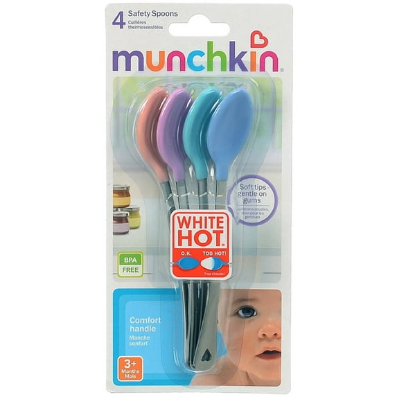 Munchkin White Hot Safety Spoons, Assorted 4 ea (Pack of 3)