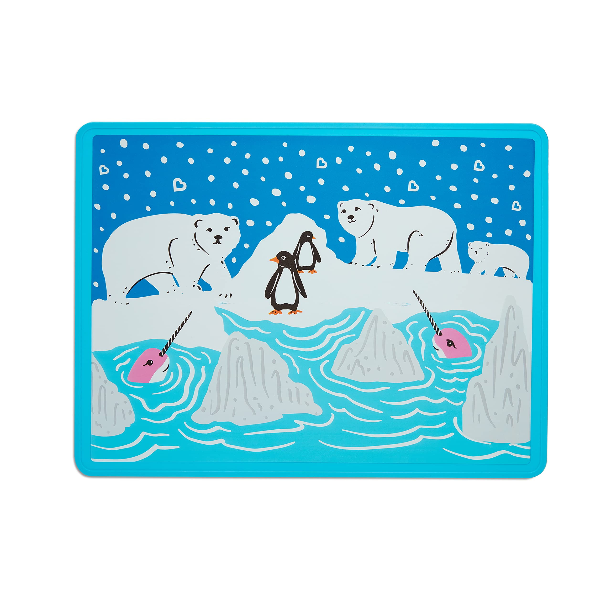 MunchkinÂ® WildLove Reversible Silicone Placemat for Kids, 1pk, Polar