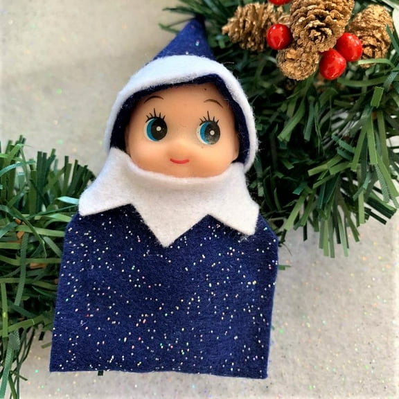 Munchkins and Doodlebugs Dark Blue Baby Elf, Christmas Elf Baby, Holiday Elves
