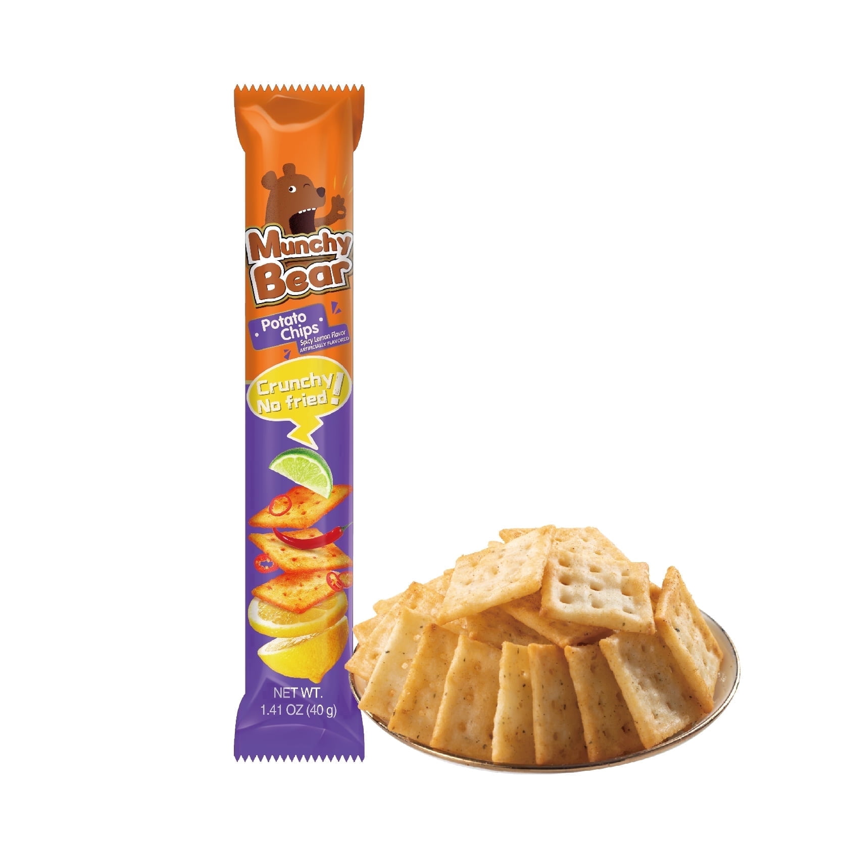 MUNCHY BEAR, Baked Savory Crackers, 9 Packs, Spicy Lemon Flavor ...