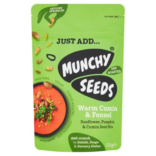 Munchy Seeds Warm Cumin and Fennel Savoury Sprinkle 125g, British Import (Pack of 2)
