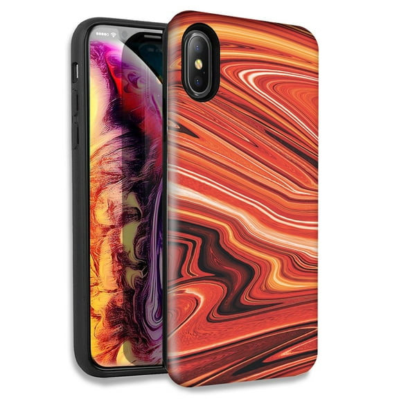 Mundaze Abstract Orange Paint Double Layer Hybrid Case Cover For Apple iPhone XR