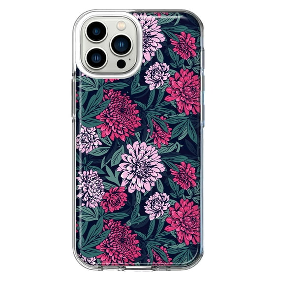 Mundaze - Case for Apple iPhone 11 Pro Max Slim Shockproof Hard Shell Soft TPU Heavy Duty Protective Phone Cover - Vintage Pink Flowers and Leaves