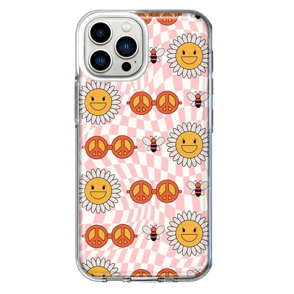 Mundaze - Case for Apple iPhone 11 Pro Slim Shockproof Hard Shell Soft TPU Heavy Duty Protective Phone Cover - Retro Groovy Flowers